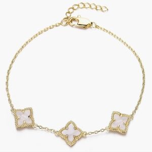 Adornia 14K Gold Plated Mother of Pearl Flower Bracelet